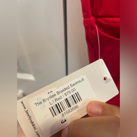 red one piece swimsuit with tags and liner - Picture 8 of 11